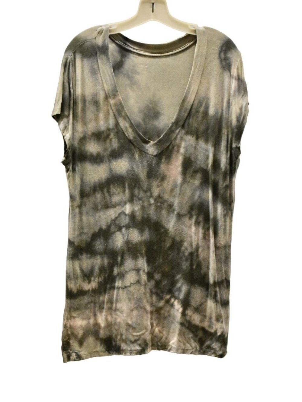 Women's Merona Greenish Custom Bleach Dye V-neck T-shirt Size XL